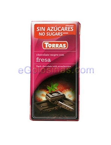 TABLETA CHOCO NEGRO Y FRESAS 75GR TORRAS
