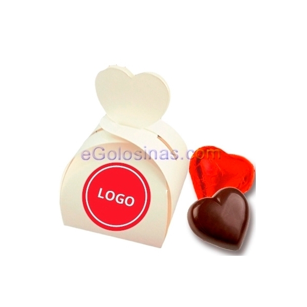 CAJITA CORAZON BLANCO MARFIL 2 BOMBONES para SAN VALENTIN CAJITA CORAZON BLANCO MARFIL 2 BOMBONES para SAN VALENTIN