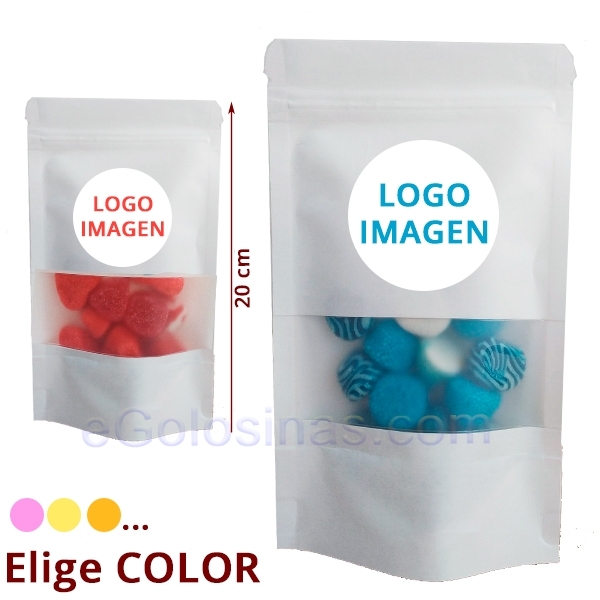 BOLSA CARTÓN BLANCO CHUCHES COLOR 100gr personalizada BOLSA CARTÓN BLANCO CHUCHES COLOR 100gr personalizada